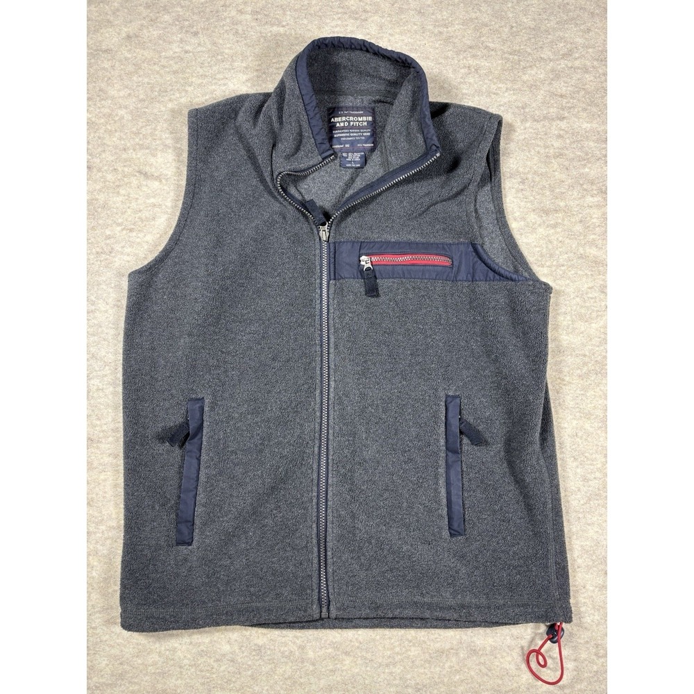 VTG Abercrombie & Fitch Fleece Vest Mens L Full Zip Gray Gorpcore Outdoor Y2K